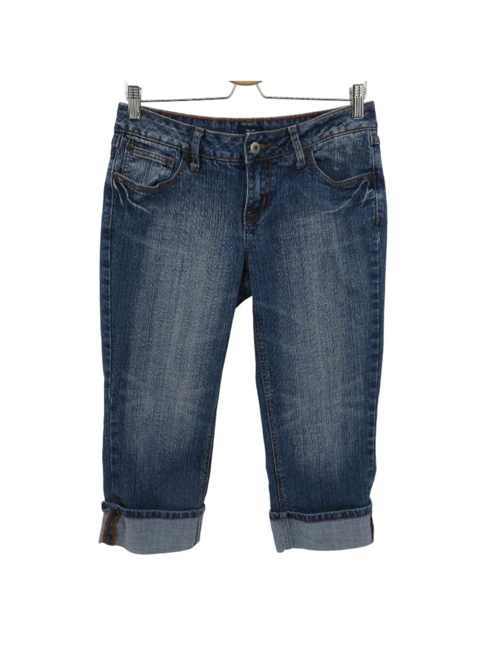 Baileys Point Junior 9 Embroidered Pocket Blue Denim Jean Capri Pant Pockets
